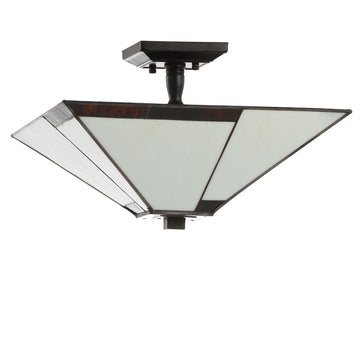 Julian 15.7" Tiffany Style Glass/Metal LED Semi - JONATHAN Y